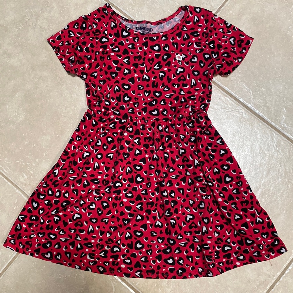 3/$18 Limited Too pink black white animal print swing dress size 5